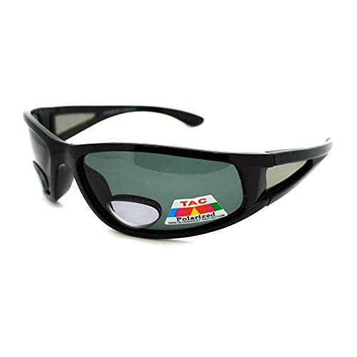 JuicyOrange Mens Wrap Around Sport Sunglasses Polarized Plus Bifocal Reading Lens Black - Image 2