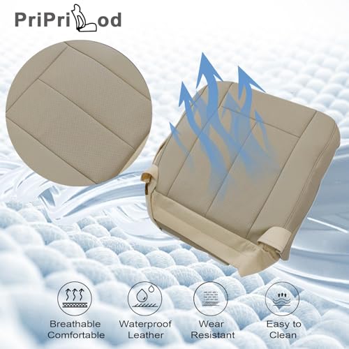 Priprilod Perforated Tan Leather Driver Side Bottom Replacement Seat Cover Compatible with Ford Expedition 2007 2008 2009 2010 2011 2012 2013 2014 - Image 3