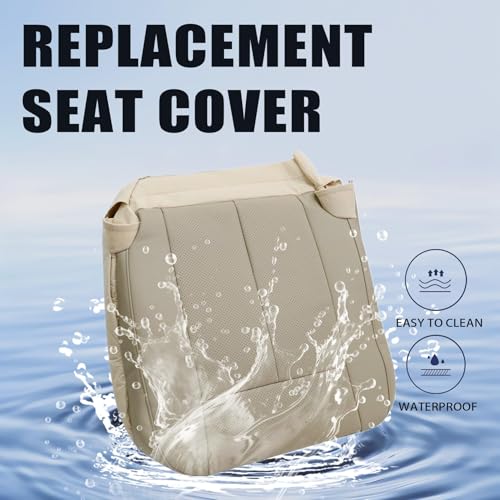 Priprilod Perforated Tan Leather Driver Side Bottom Replacement Seat Cover Compatible with Ford Expedition 2007 2008 2009 2010 2011 2012 2013 2014 - Image 2