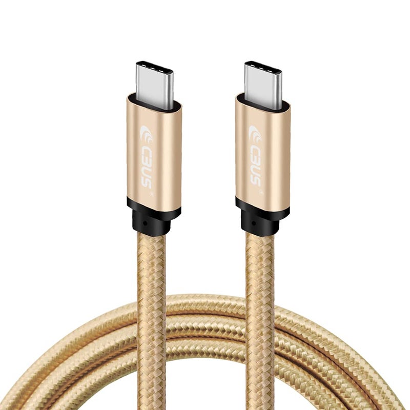 CBUS 10ft Heavy-Duty Braided USB C to C Fast Charging Cable Compatible with iPhone 15/Pro/Max/Plus, iPad Pro/Air, Samsung S23/S22/S21 Ultra, Motorola, Google Pixel,TCL - USB Type C Cord (Beige Gold) - Image 3