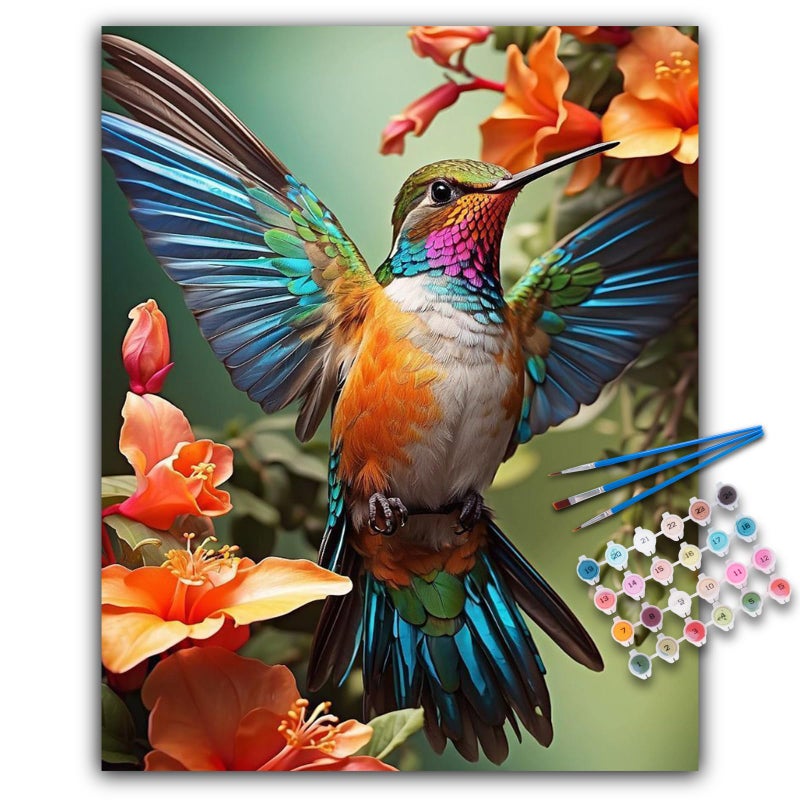 Offito Paint by Numbers Kit for Adults Hummingbird Adult Paint by Number Kits on Canvas for Beginners Hummingbird DIY Acrylic Oil Number Painting Kits for Home Wall Decor Gift 16x 20 without Frame - Image 3
