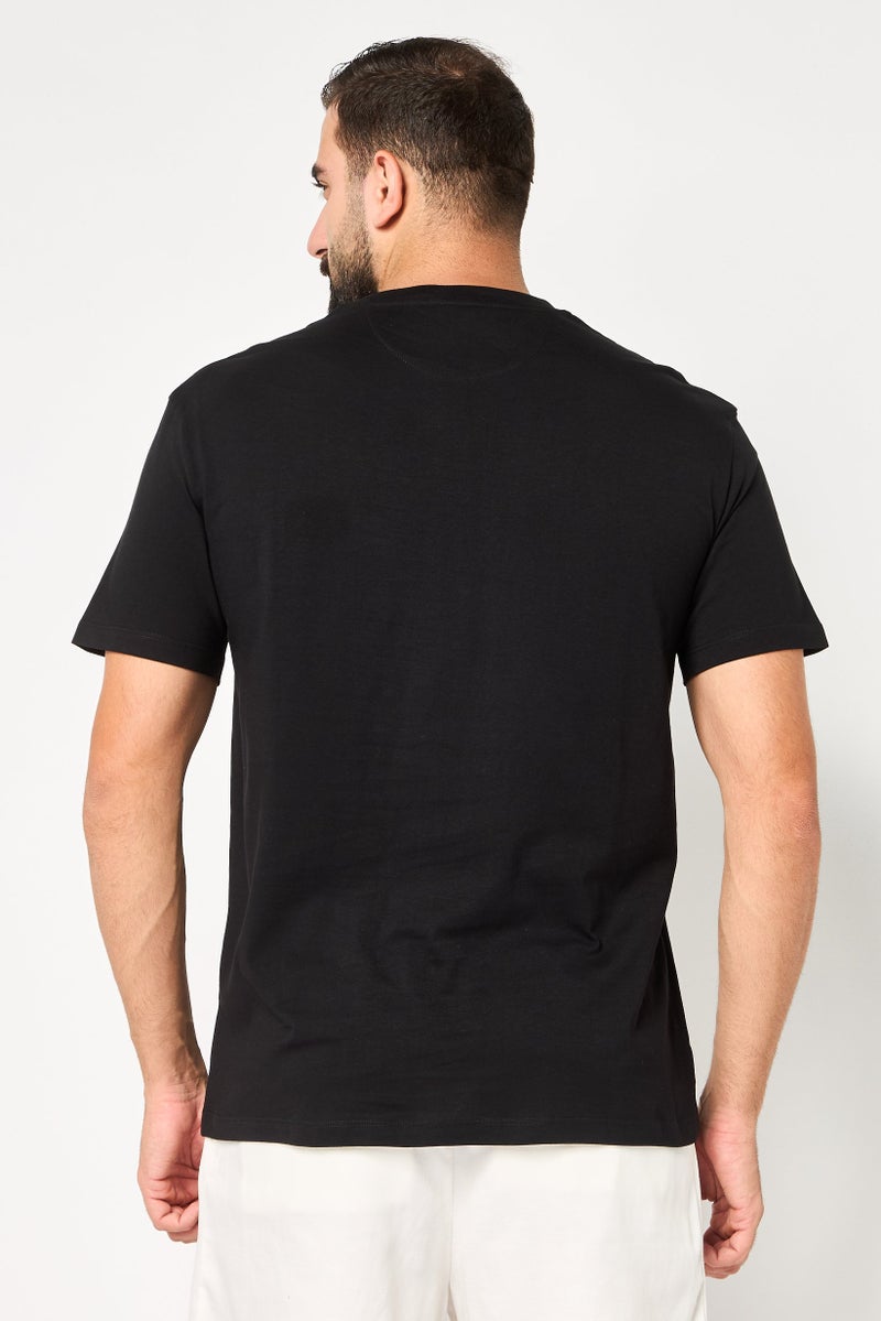 VALENTINO Men Crew Neck Short Sleeve Embroidered Logo T-Shirt, Black - Image 4