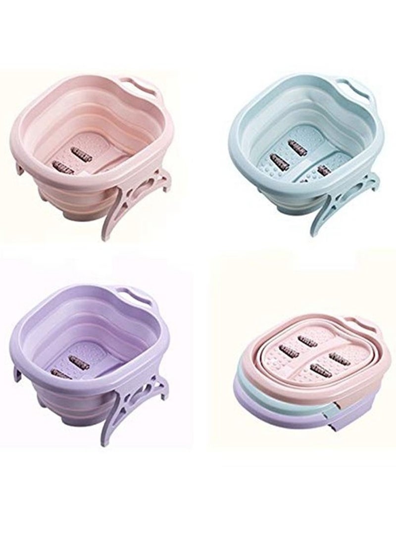 DubaiGallery دلو تدليك القدم القابل للطي مع أسطوانة تدليك سبا القدم دلو بيديكور مناسب لسبا المنزل لتخفيف التوتر - Image 1