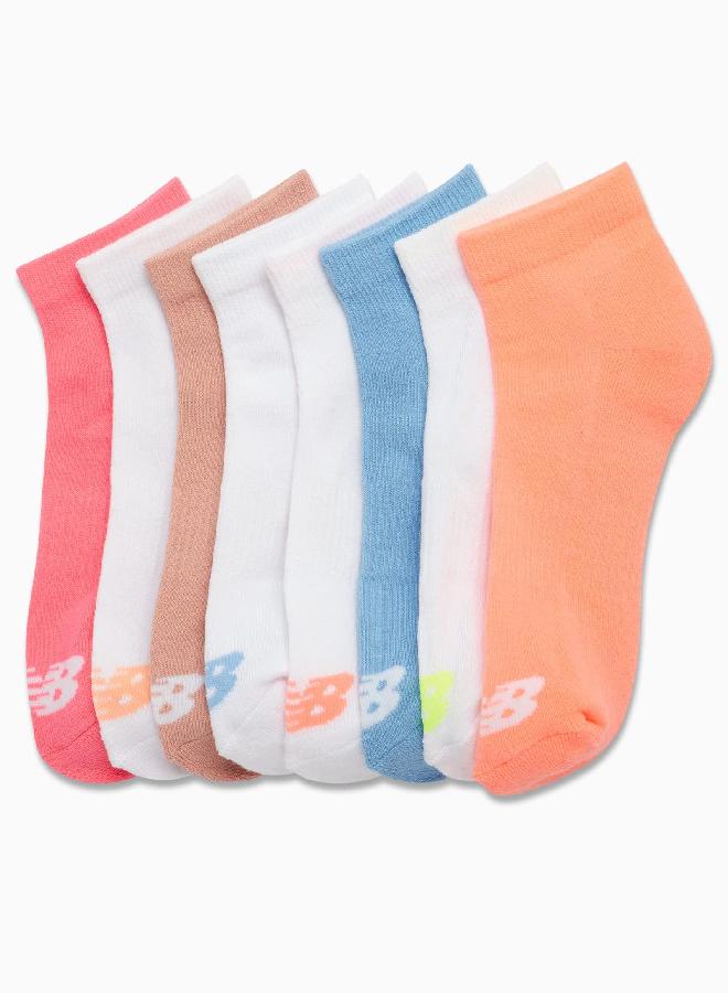 New Balance Girls? Athletic Socks ? Cushion Quarter Cut Ankle Socks (8 Pack), Size Medium, Pink Multi - Image 3