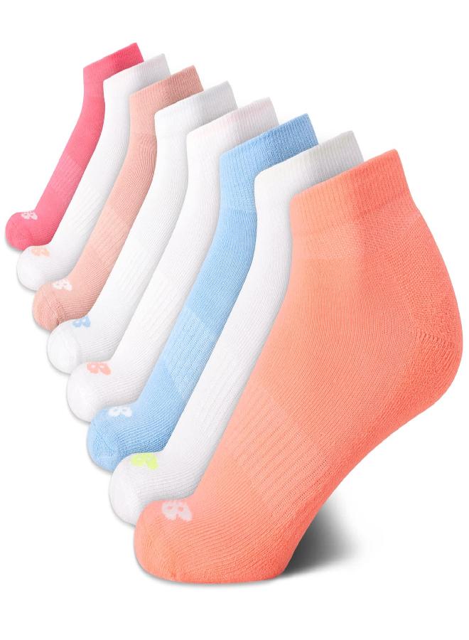 New Balance Girls? Athletic Socks ? Cushion Quarter Cut Ankle Socks (8 Pack), Size Medium, Pink Multi - Image 1