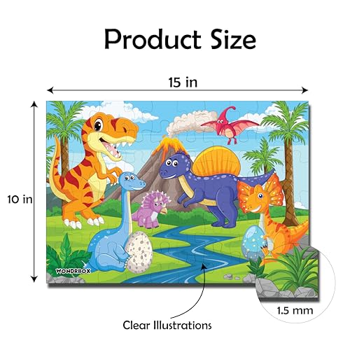 WONDRBOX Jigsaw Puzzle for Kids for Age 5 6 7 Years Boys and Girls | 60 Pieces | Size 15X10 Inches (Dino + Carnival) - Image 3