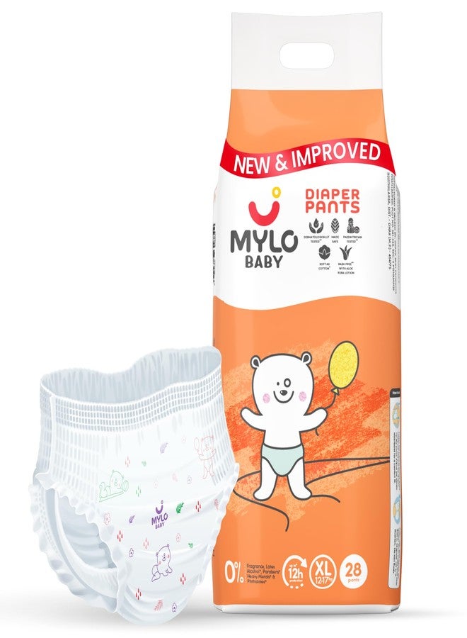 Mylo Baby Diaper Pants Extra Large (XL) Size 12-17 kgs (28 count) Leak Proof | Lightweight | Upto 12 Hours Protection | ADL Technology | with Aloe Vera Lotion - Image 1