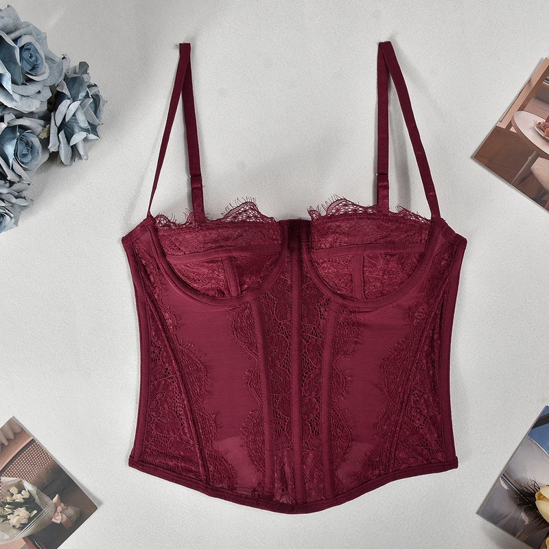 Explosions Lace Lace Plastic Bone Body Shaping Strapless Hollow Backless Perspective Sling Clothes - Image 1