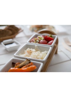 Restaurantware Restaurantware-Triple Mini Porcelain Bowl Serving Set - 21 Ounce - Elegant Square White Porcelain Bowls with Bamboo Tray: Perfect for Tastings, Catered Events, and Buffets - 1ct Box  - Image 5