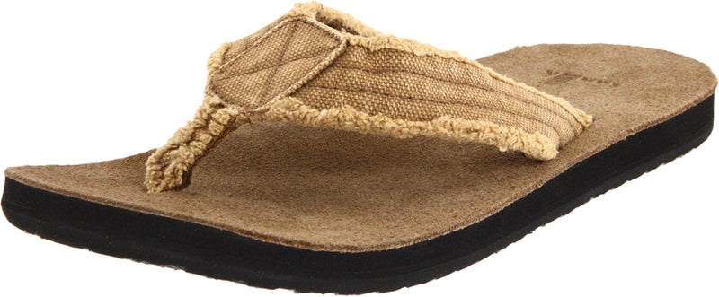 Sanuk Mens Fraid Not | Flip Flops for Men | Mens Sandals | Beach Sandals | Supportive & Lightweight | Comfort Footbed, Khaki, 12 - Image 1
