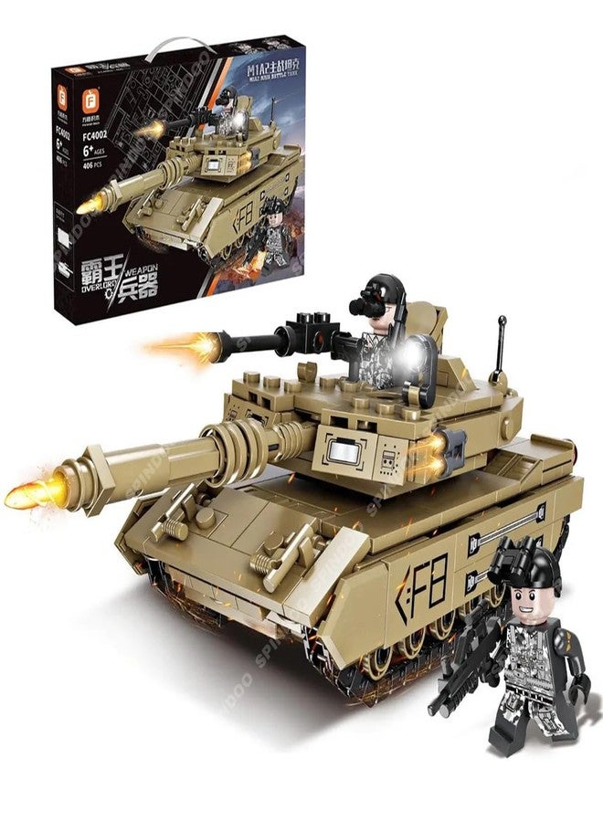 Spindoo Elecart 406 PCS Military M1A2 Main Battle Tank Building Block Set | Army Weapon Tank Model Brick Toy | Compatible Construction Bricks | Educational DIY Building Toy Gift for Kids Boys - Image 1