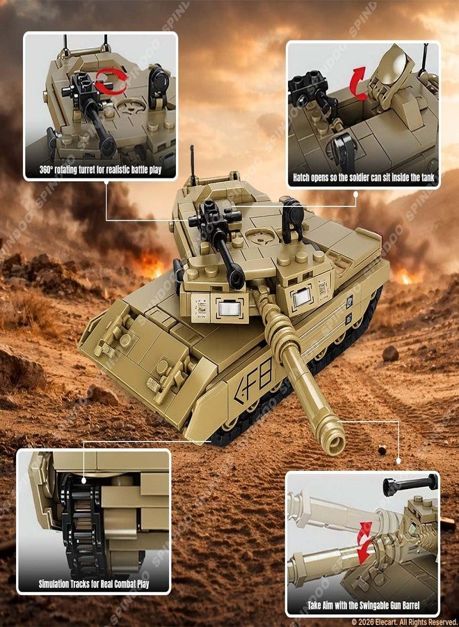 Spindoo Elecart 406 PCS Military M1A2 Main Battle Tank Building Block Set | Army Weapon Tank Model Brick Toy | Compatible Construction Bricks | Educational DIY Building Toy Gift for Kids Boys - Image 3
