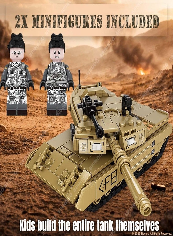 Spindoo Elecart 406 PCS Military M1A2 Main Battle Tank Building Block Set | Army Weapon Tank Model Brick Toy | Compatible Construction Bricks | Educational DIY Building Toy Gift for Kids Boys - Image 4