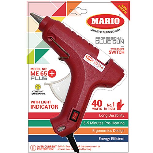Mario - Red Professional Hot Melt Glue Gun With Light Corded Electric Indicator - 40 Watt - Constant Temperature & Long Durability + 5 Glue Sticks ME65+ Plus - Image 5