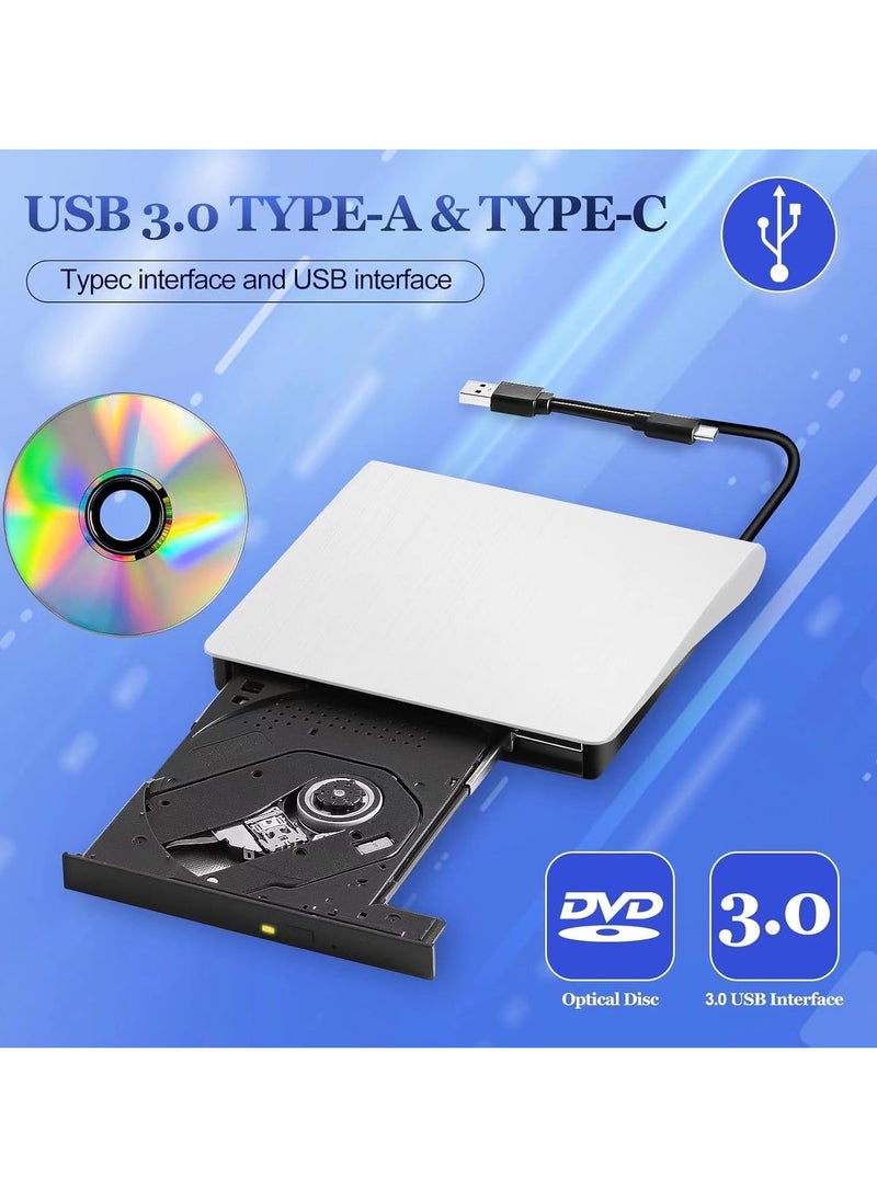 KASTWAVE - External CD/DVD Drive for Laptop, USB 3.0 Type C Portable DVD Player for Laptop, Extended Cable Power Line DVD Player, CD Burner External Disk Drive Optical Compatible with Laptop Desktop PC - Image 1