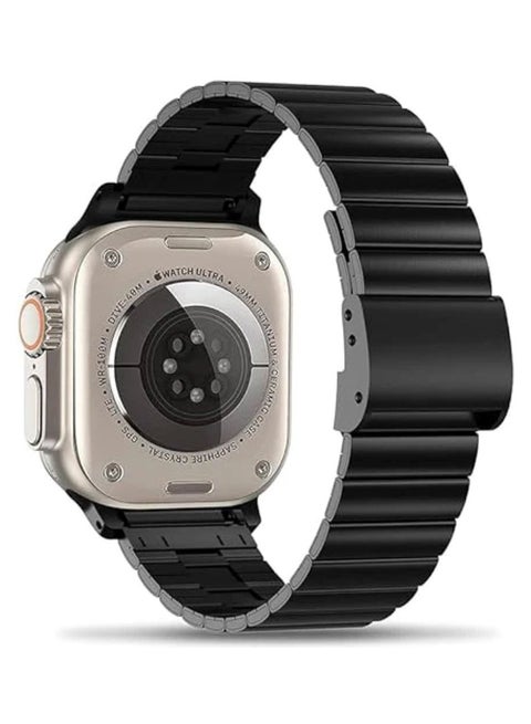 Metal bracelet for Apple Watch compatible with sizes 42 - 44 - 45 - 49 black color