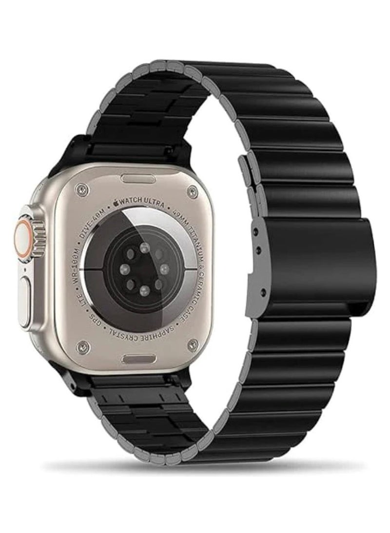 Metal bracelet for Apple Watch compatible with sizes 42 - 44 - 45 - 49 black color