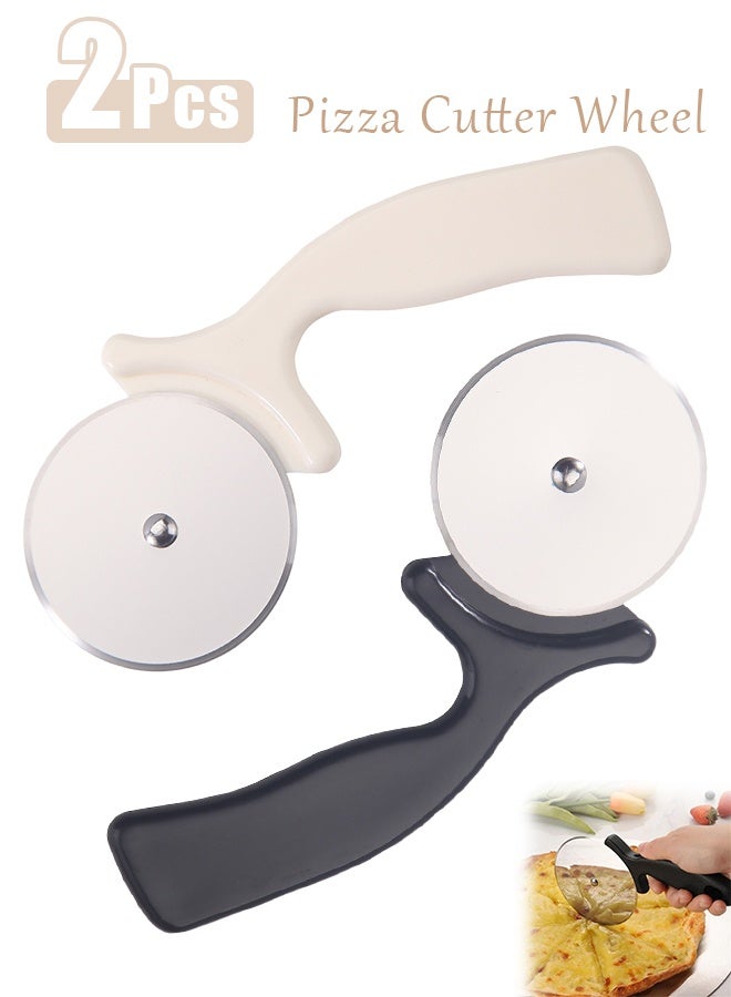 قطعتان من عجلة تقطيع البيتزا، قطاعة بيتزا من الفولاذ المقاوم للصدأ مع غطاء، عجلة بيتزا كبيرة دوارة ناعمة آمنة للقطع - Image 1