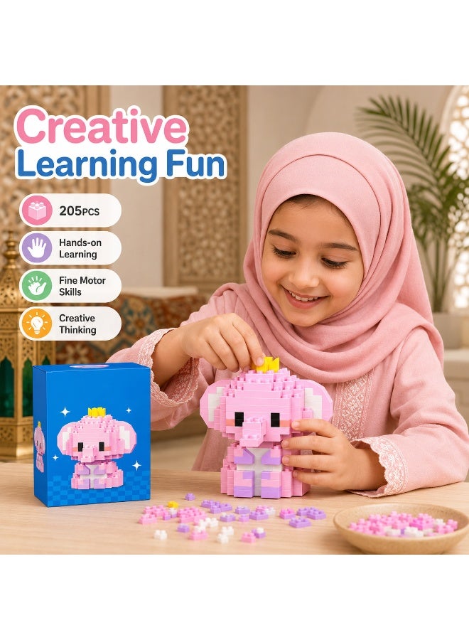 1 Set 142 Pcs Crown Elephant Shaped Micro Building Blocks, DIY Educational Assembly Toy With Fixed Dimensions, For Hands-on Ability Training Of Children Aged 6 And Above - Image 2