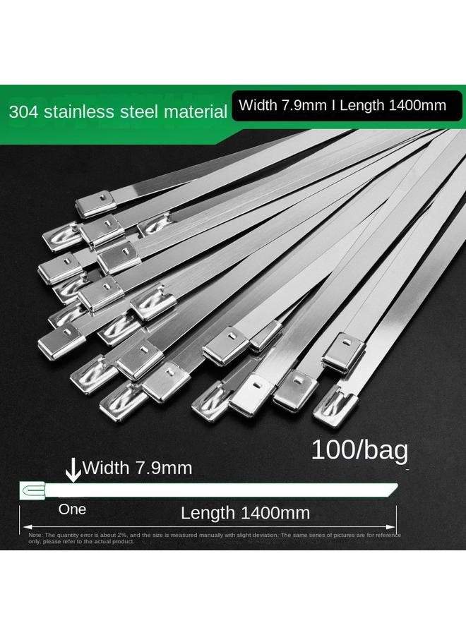 Bluejw 304 Stainless Steel Cable Tie 4.6*300 Self-locking Metal Marine Cable Tie Belt Outdoor High Temperature Resistant Cable Tie Steel Belt - Image 1