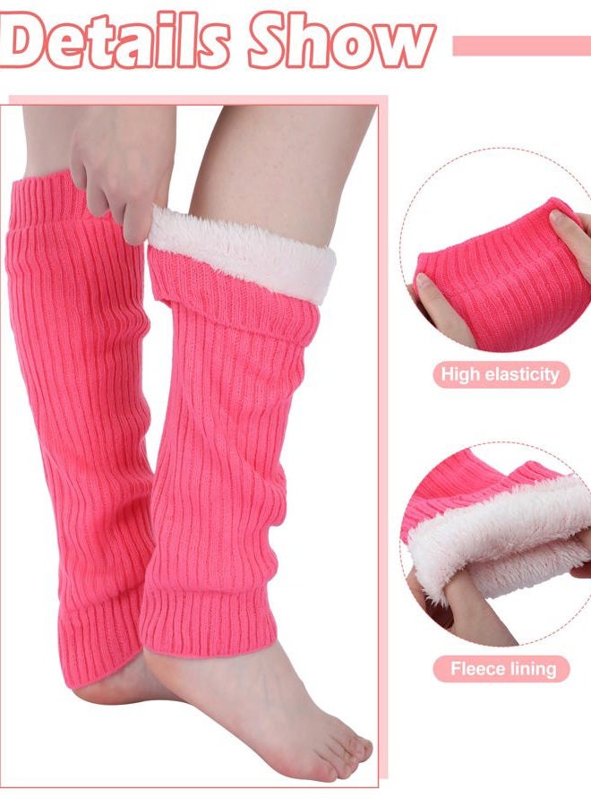 Chuarry 3 Pairs Winter Fleece Lined Leg Warmer for Women Skating Leg Warmer Long Boot Socks for Women Skating Every Day Wear, Rose Red,pink, White, One size - Image 4