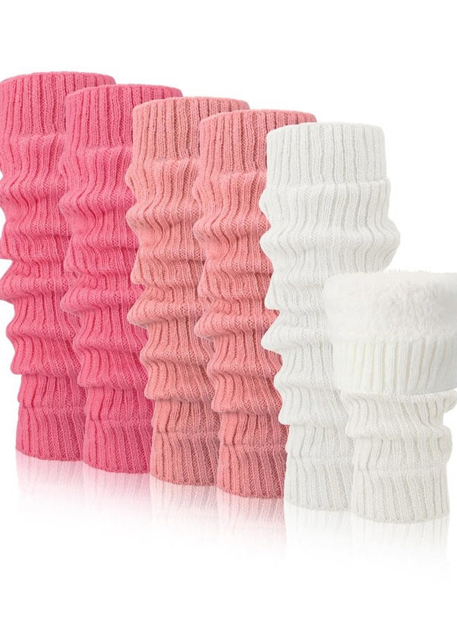 Chuarry 3 Pairs Winter Fleece Lined Leg Warmer for Women Skating Leg Warmer Long Boot Socks for Women Skating Every Day Wear, Rose Red,pink, White, One size - Image 1