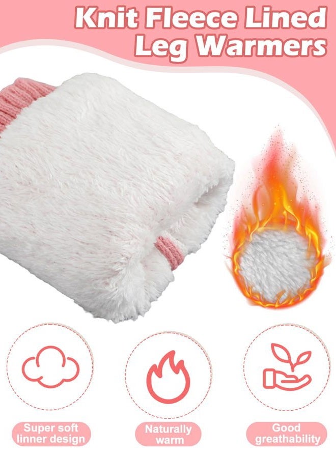 Chuarry 3 Pairs Winter Fleece Lined Leg Warmer for Women Skating Leg Warmer Long Boot Socks for Women Skating Every Day Wear, Rose Red,pink, White, One size - Image 2