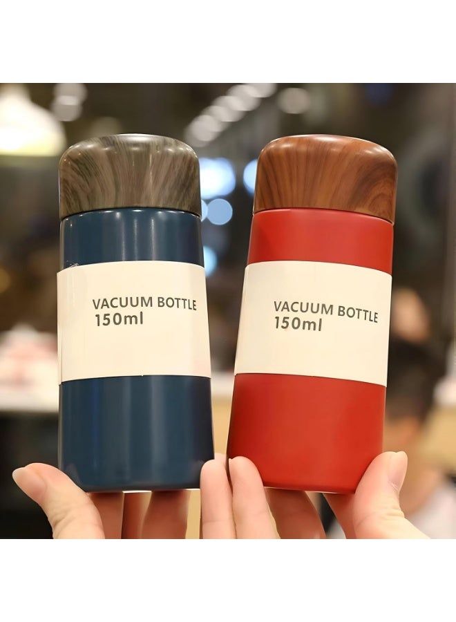 Thermal mug with wooden lid, 150 ml, red color - Image 5