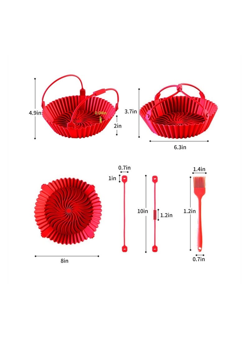 SYOSI Air Fryer Silicone Liner, 8 inch Food Grade Reusable Silicone Air Fryer Liners/Baskets/Pots with Basting Brush, 2 Pack Air Fryer Accessories for Replacing Parchment Liner Paper, Easy to Clean - Image 3