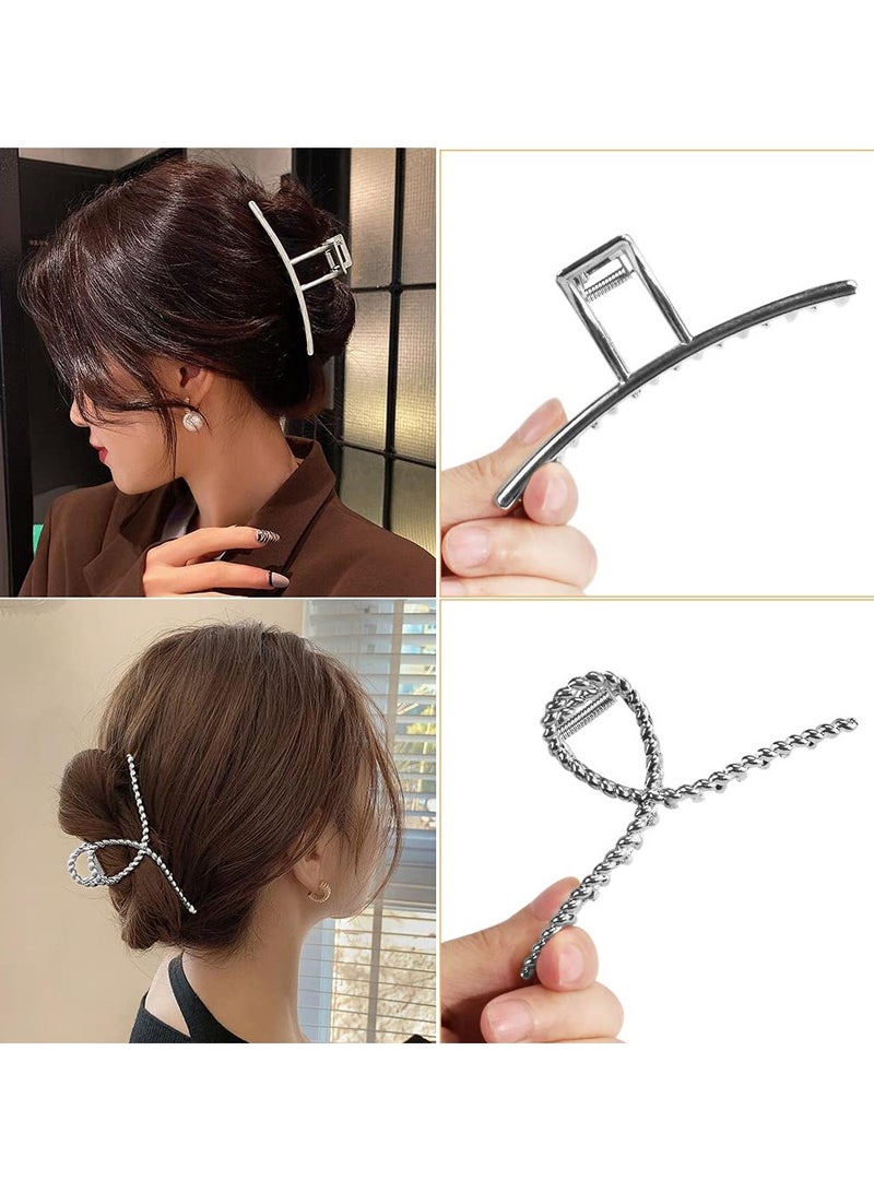 Goolsky Large Metal Butterfly Hair Clips with Teeth - Big Jaw Grip Clamps for Thick Hair, Non-Slip Silver Clamps for Women - Image 2