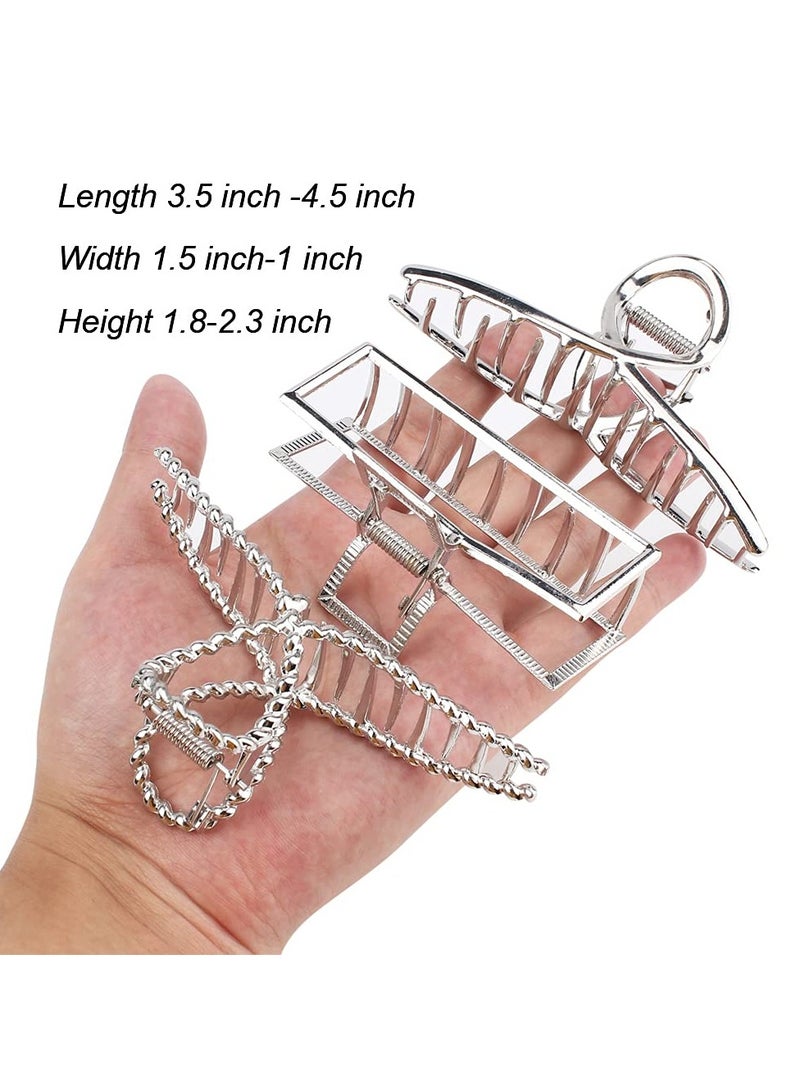 Goolsky Large Metal Butterfly Hair Clips with Teeth - Big Jaw Grip Clamps for Thick Hair, Non-Slip Silver Clamps for Women - Image 3