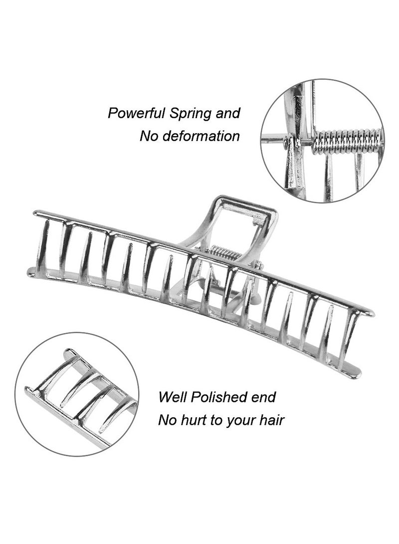 Goolsky Large Metal Butterfly Hair Clips with Teeth - Big Jaw Grip Clamps for Thick Hair, Non-Slip Silver Clamps for Women - Image 4