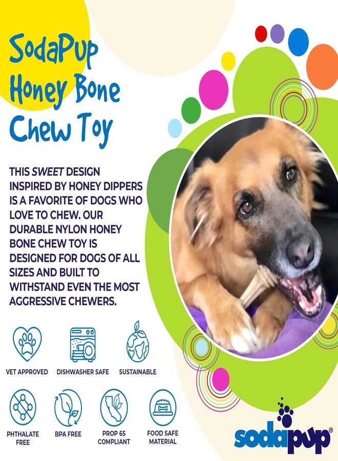 SodaPup Honey Bone Medium Wood Filled Dog Chew Toy for Aggressive Chewers, Durable Natural Wood Composite Puppy Teething Toy for Medium Dogs, Interactive Treat Dispensing Pet Training Toy - Image 3