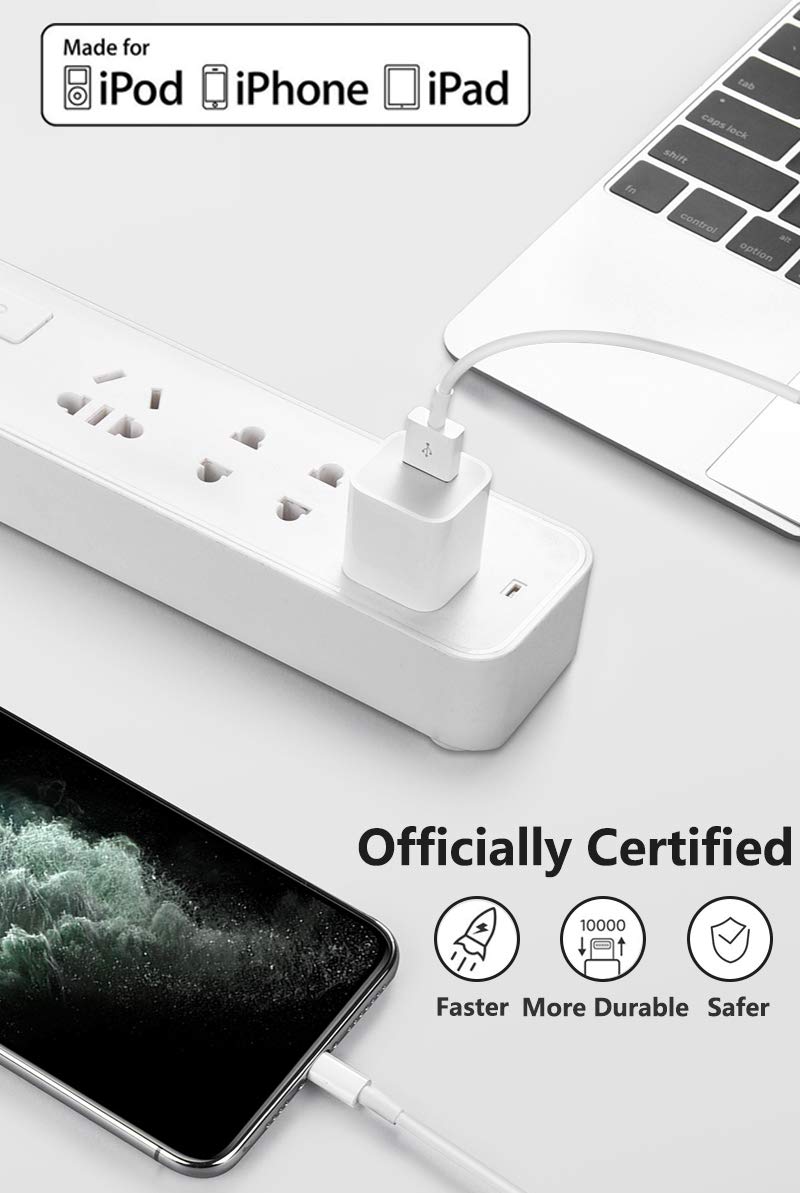 Mailesi 4Pack [Apple MFi Certified] Charger Lightning to USB Charging Cable Cord Compatible iPhone 14/13/12/11 Pro/11/XS MAX/XR/8/7/6s Plus,iPad Pro/Air/Mini,iPod Touch - Image 2