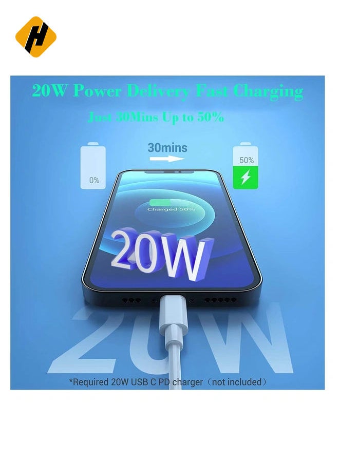 HuHa - USB-C to Lightning Cable 20W, 2 Pack 6.6FT Power Delivery Fast Charging Data Sync Type C PD Quick Charger Compatible with iPhone 12/12 Pro/11/XS/XR/X 8/iPad/AirPods Pro - Image 1