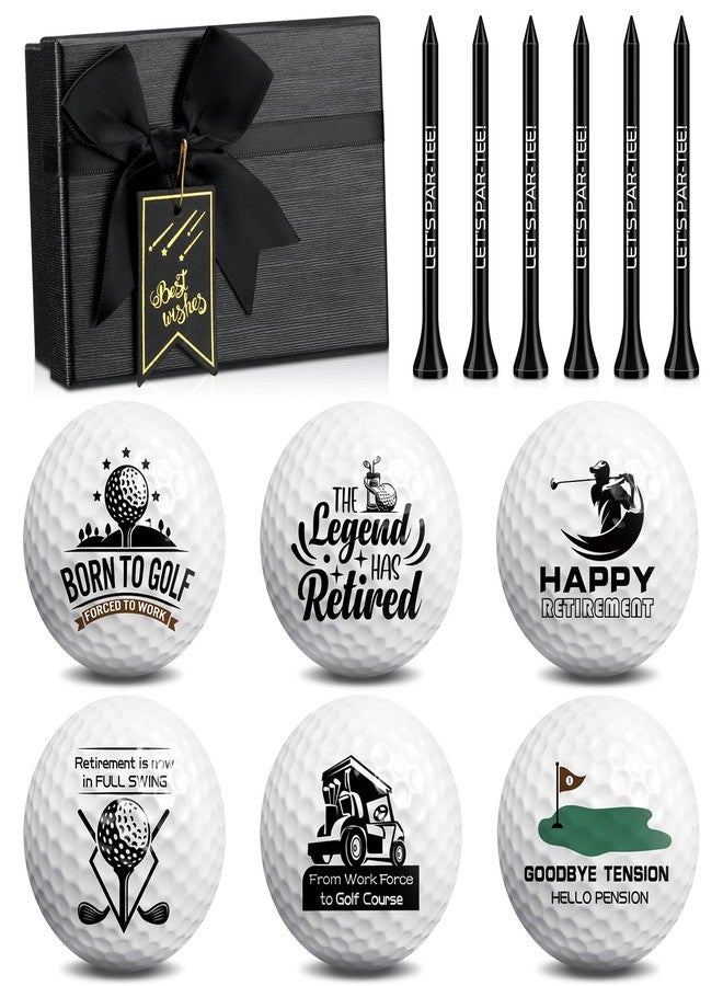 Arrowbash 6 Pack Retirement Golf Balls with 6 Tees and Gift Box Funny Retirement Gifts for Dad Coworkers Golfers Husband(Retired,White) - Image 1