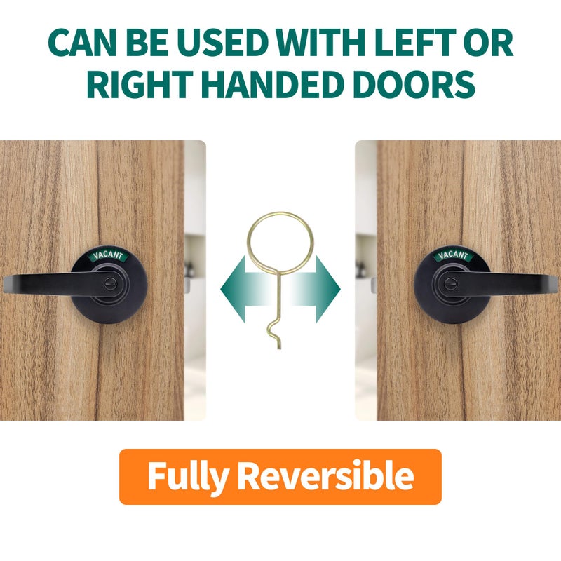 Marie Commercial Door Handle For Bathroom Privacy Vacant Occupied & Commercial Restroom Lock Durable Restroom Door Handle With In-Use & Vacant Large Indicator (Black) - Image 5