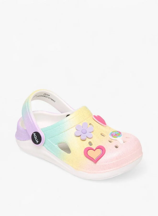 Aqua Jibbitz Accent Clogs with Backstrap