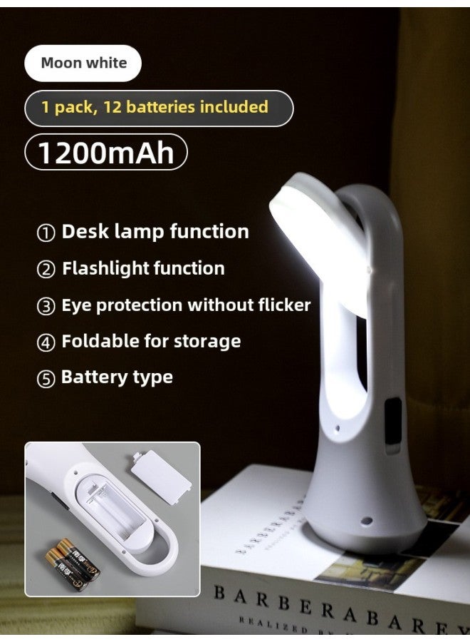Flashlight Student Dormitory Small Portable Eye Protection Reading Special Night Reading Flashlight Junior High School Residential School Battery Night Light-Product Specifications:High Quality Flashlight - White 1 Pack (12 Batteries Included) - Image 1