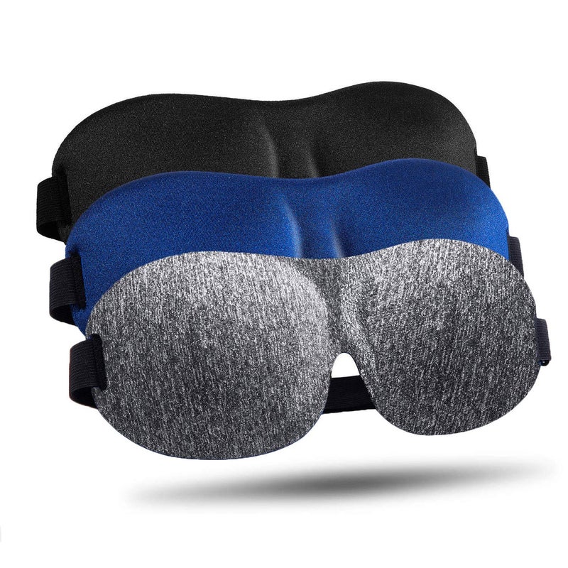 LKY DIGITAL Sleep Mask for Side Sleeper 3 Pack Blackout 3D Eye Mask for Sleeping Night Blindfold for Men Women