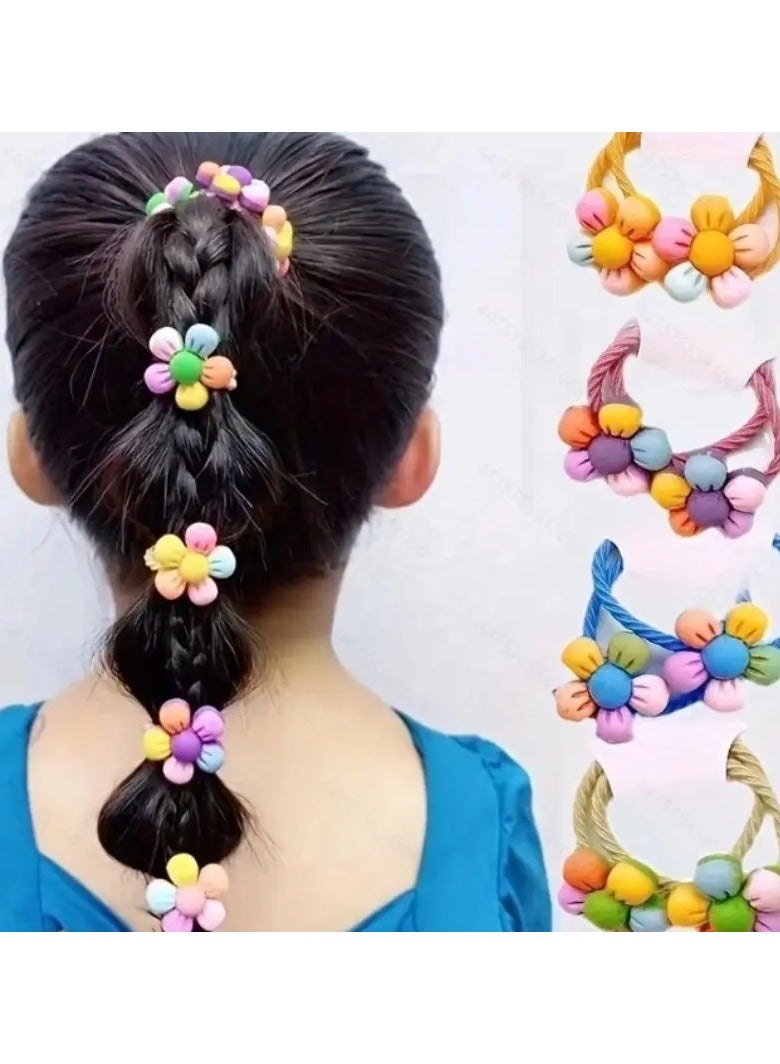 Goolsky 10pcs Vibrant Solid Color Resin Flower Hair Ties - Stretchy Rubber Ponytail Holders with Mature Style - Perfect Gift for Girls and Women - Image 1