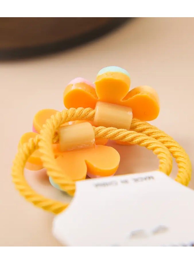 Goolsky 10pcs Vibrant Solid Color Resin Flower Hair Ties - Stretchy Rubber Ponytail Holders with Mature Style - Perfect Gift for Girls and Women - Image 3