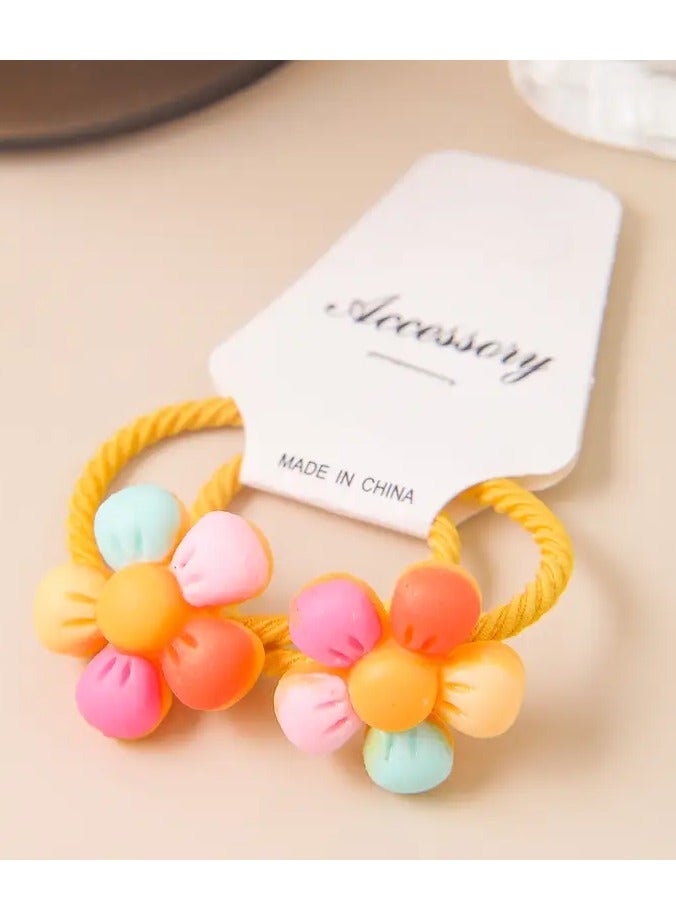 Goolsky 10pcs Vibrant Solid Color Resin Flower Hair Ties - Stretchy Rubber Ponytail Holders with Mature Style - Perfect Gift for Girls and Women - Image 4