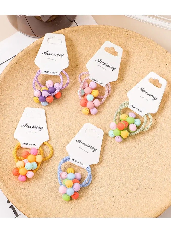 Goolsky 10pcs Vibrant Solid Color Resin Flower Hair Ties - Stretchy Rubber Ponytail Holders with Mature Style - Perfect Gift for Girls and Women - Image 5