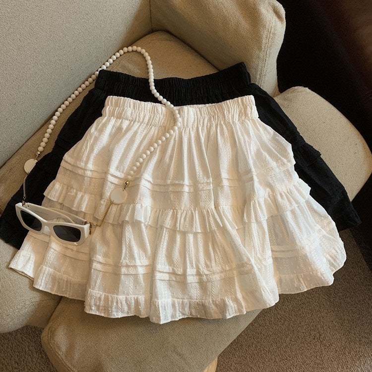 French Style White Skirt Women'S Style Ballet High Waist Puff Cake Skirt Short A- Line Skirt - Image 2