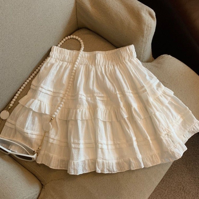 French Style White Skirt Women'S Style Ballet High Waist Puff Cake Skirt Short A- Line Skirt - Image 1