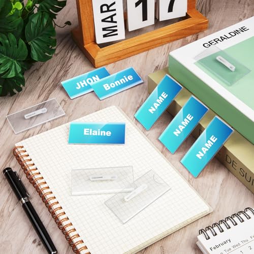 JMZYJZH 50Pcs Blank Name Tags Acrylic Name Tags with Pins Clear Blank Names Badges for Work Business Classroom - Image 3
