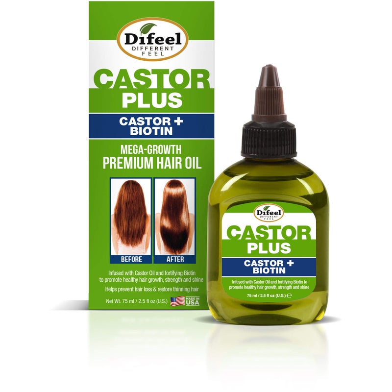Difeel Premium Castor Plus Biotin - Mega-Growth Premium Hair Oil 2.5 oz. - Image 2