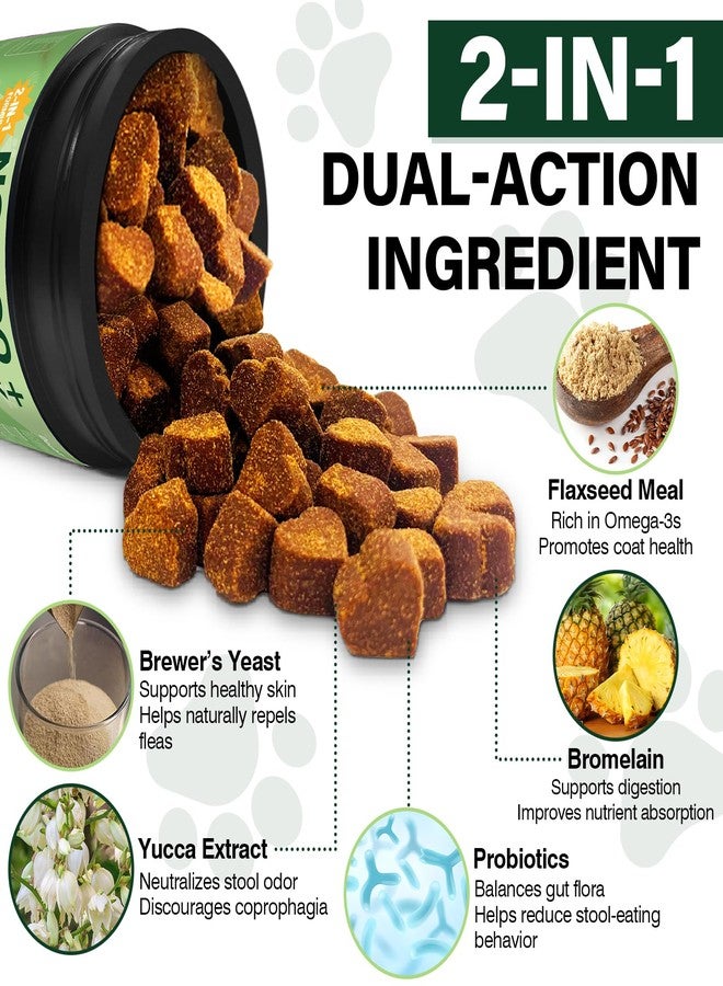 NEXZL 200 Chews Flea and Tick Prevention Chews-No Poo Chew for Dogs-2 in 1 Control Coprophagia & Flea Tick Supplement-Natural Soft Treats Deterrent Eat Poop with Digestive Enzymes Probiotics-Chicken - Image 3