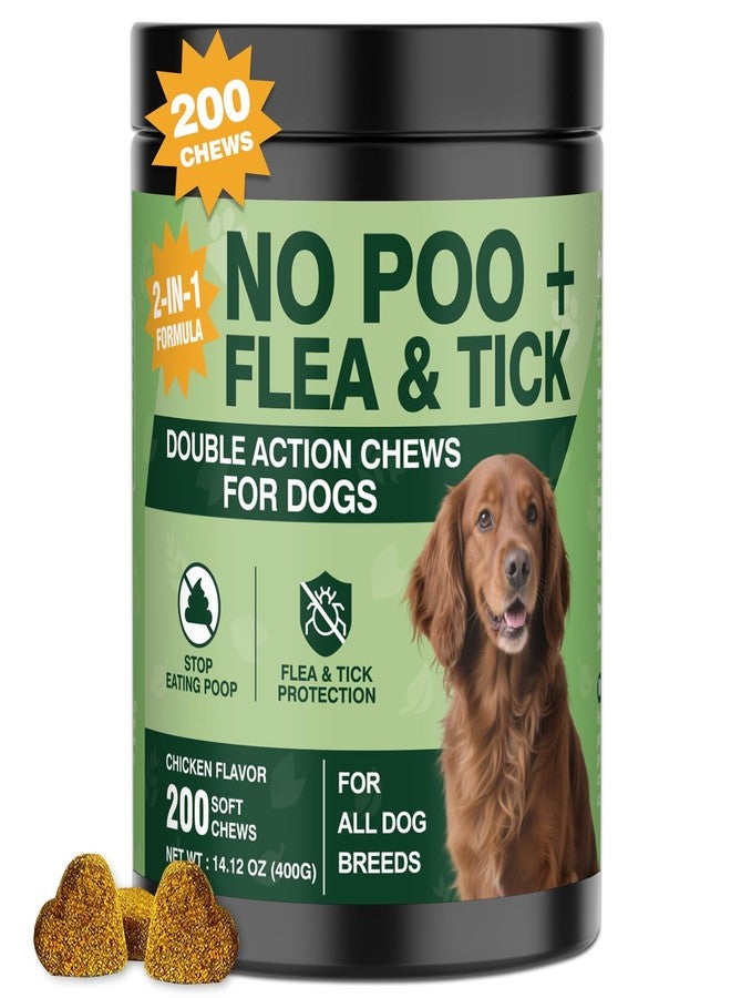 NEXZL 200 Chews Flea and Tick Prevention Chews-No Poo Chew for Dogs-2 in 1 Control Coprophagia & Flea Tick Supplement-Natural Soft Treats Deterrent Eat Poop with Digestive Enzymes Probiotics-Chicken - Image 1